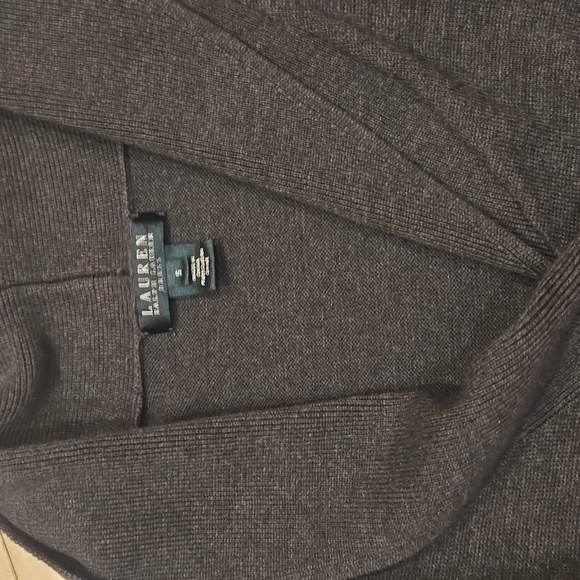 Lauren Ralph Lauren Gray Knit Faux Wrap Dress With Double Buckle Accent - Picture 6 of 10